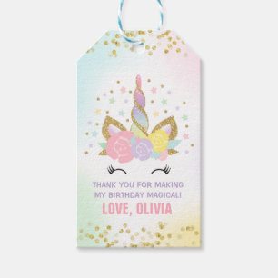 Unicorn Pink & Gold Gastgeschenk Vielen Dank Tag Geschenkanhänger