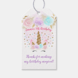 Unicorn Pink & Gold Geburtstag Vielen Dank Geschenkanhänger