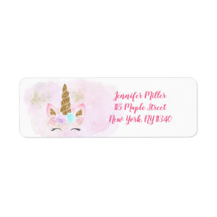Unicorn Pink Gold Geburtstagsadresse