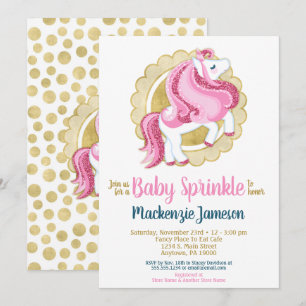 Unicorn Pink Gold Girls Baby Einladung