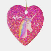 Unicorn Pink Gold Glitter Sparkles Keramik Ornament (Rechts)