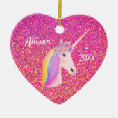 Unicorn Pink Gold Glitter Sparkles Keramik Ornament (Vorne)
