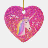 Unicorn Pink Gold Glitter Sparkles Keramik Ornament (Hinten)