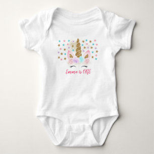 Unicorn Pink & Gold Magical 1. Geburtstag Baby Strampler