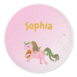 Unicorn Pink Gold Spots Girl Niedlich Keramikknauf