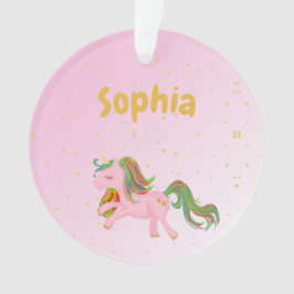 Unicorn Pink Gold Spots Girl Niedlich Ornament