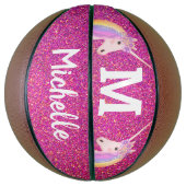 Unicorn Pink Imitate Glitzer Personalisiert Girls Basketball (Vertikal)