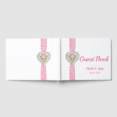 Unicorn Pink Lace Ribbon Wedding Guestbook Gästebuch (Voll)