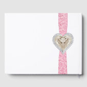 Unicorn Pink Lace Ribbon Wedding Guestbook Gästebuch (Rückseite)