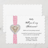 Unicorn Pink Lace Wedding Bridesmaid Card Einladung (Vorne/Hinten)