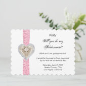 Unicorn Pink Lace Wedding Bridesmaid Card Einladung (Stehend Vorderseite)