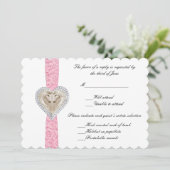 Unicorn Pink Lace Wedding Response Card Einladung (Stehend Vorderseite)
