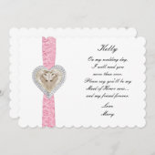 Unicorn Pink Lace Wedding Trauzeugin Card Einladung (Vorne/Hinten)