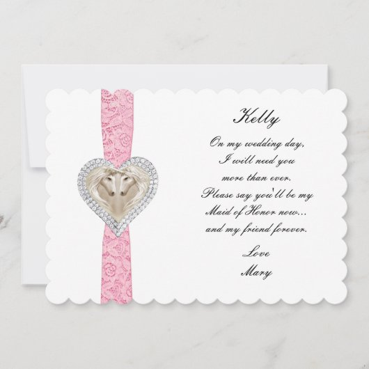 Unicorn Pink Lace Wedding Trauzeugin Card Einladung (Vorderseite)