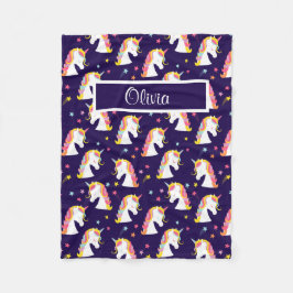 Unicorn Pink Lila Babyname Fleecedecke