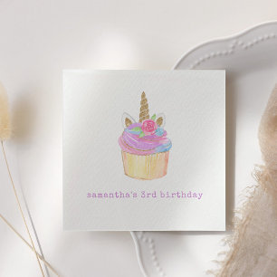 Unicorn Pink Lila Pastel Cupcake Geburtstagsparty Serviette