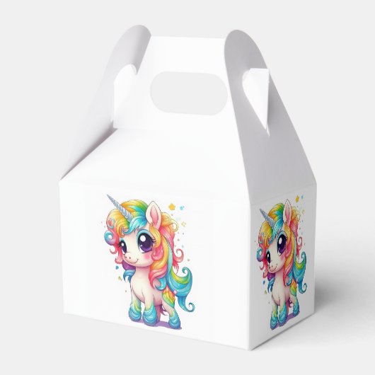 Unicorn Pink Lila Rainbow Whimsical Wedding Geschenkschachtel (Rückseite)
