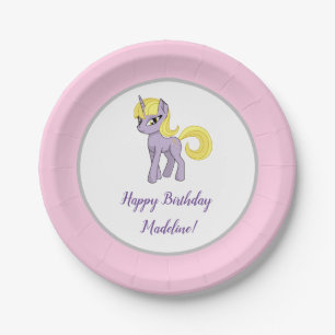 Unicorn Pink Little Girl Birthday Paper Teller
