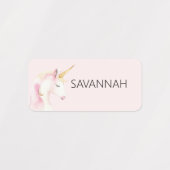 Unicorn, pink, name girl etiketten (Design 1)