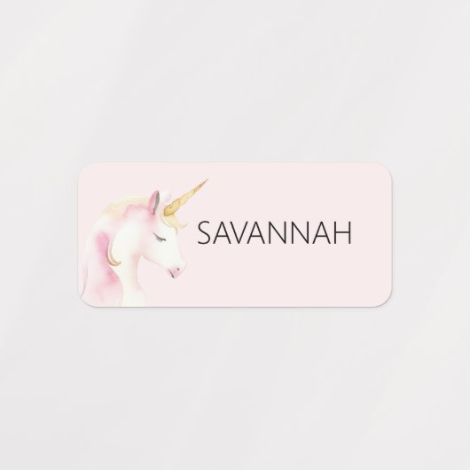 Unicorn, pink, name girl etiketten (Design 1)