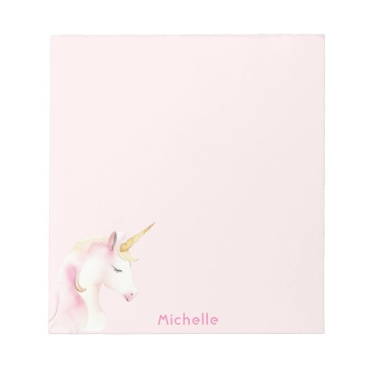 Unicorn, pink, name girl notizblock (Vorderseite)