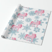 Unicorn Pink Niedlich Girl Whimsical Schneeflocken Geschenkpapier (Ungerollt)