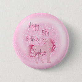 Unicorn Pink Niedlich Girly Age Geburtstag Button