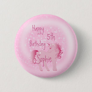 Unicorn Pink Niedlich Girly Age Geburtstag Button