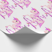 Unicorn Pink Niedliches Weihnachtsbaum Mädchen Geschenkpapier (Ecke)