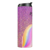 Unicorn Pink Ombre Glitzer Personalisiert Thermosbecher (Nach links gedreht)