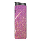 Unicorn Pink Ombre Glitzer Personalisiert Thermosbecher (Nach rechts gedreht)