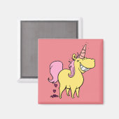 unicorn pink square magnet (Vorderseite/Rückseite)
