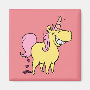 unicorn pink square magnet