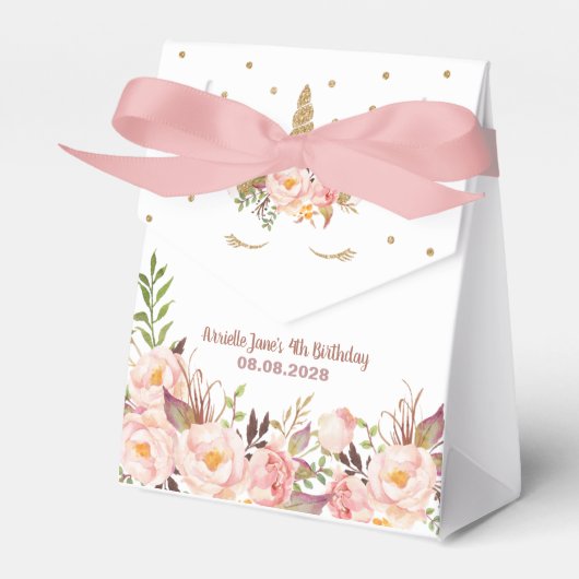 Unicorn Pink und Gold Geburtstagsparty Gefälligkei Geschenkschachtel (Vorderseite)