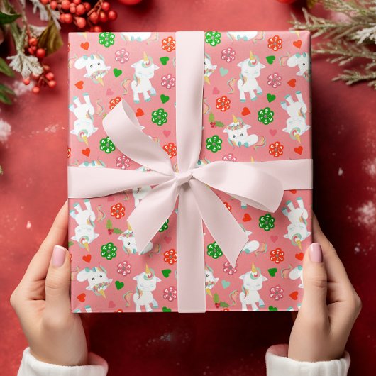 Unicorn Pink Weihnachtsfeiertag Geschenkpapier