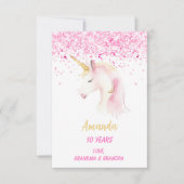 Unicorn, pinkfarben, weißer Geburtstag Karte (Vorderseite)