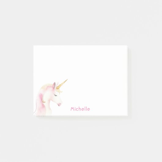 Unicorn, pinkfarbenes Mädchen Post-it Klebezettel (Vorderseite)