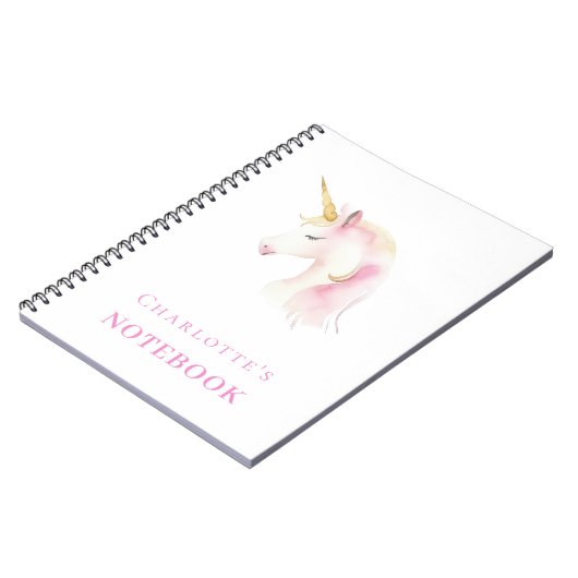 Unicorn, pinkfarbenes weißes Mädchen Notizblock (Linke Seite)