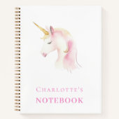 Unicorn, pinkfarbenes weißes Mädchen Notizblock (Vorderseite)