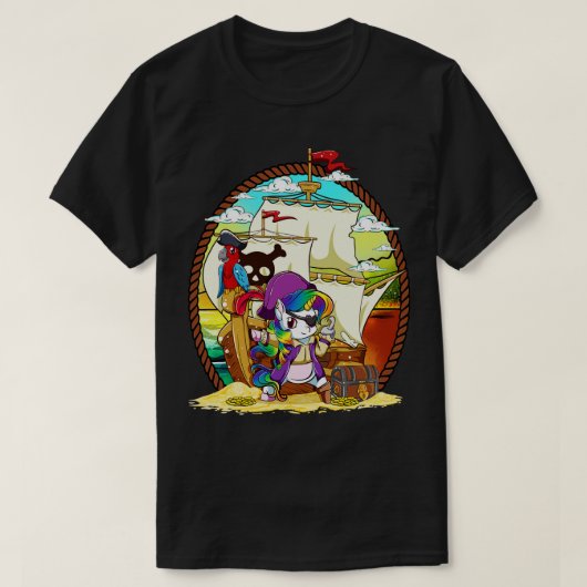 Unicorn Pirate Party Magical Ship Niedlich Girly T-Shirt (Design vorne)