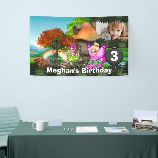 Unicorn pixie regenbogen fantasy woodland Foto Banner (Messeveranstaltung)