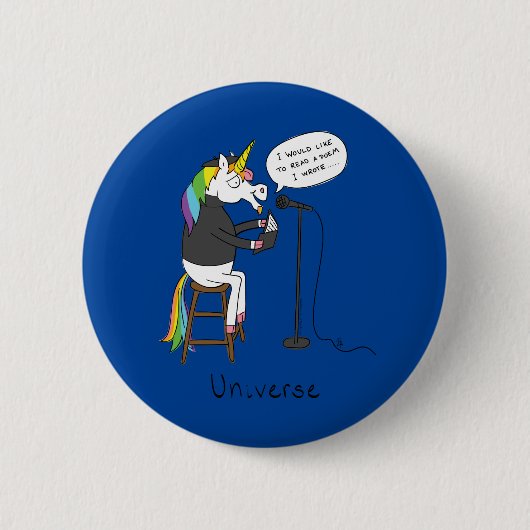 Unicorn Poetry Funny Niedlicher Cartoon Button (Vorderseite)