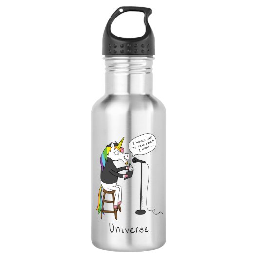 Unicorn Poetry Poet Funny Edelstahlflasche (Vorderseite)