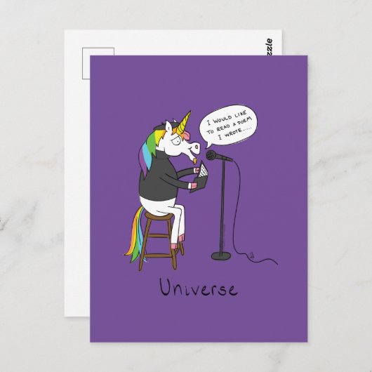 Unicorn Poetry Poet Funny Postkarte (Vorne/Hinten)