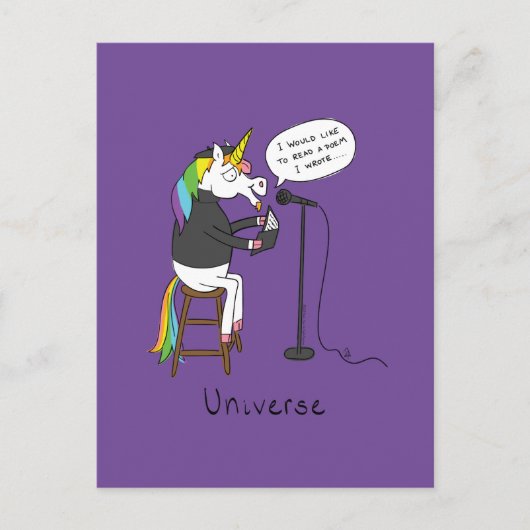 Unicorn Poetry Poet Funny Postkarte (Vorderseite)