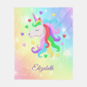 Unicorn Pony Rainbow Stars Pastel Girly Fleecedecke (Vorderseite)