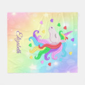 Unicorn Pony Rainbow Stars Pastel Girly Fleecedecke (Vorderseite (Horizontal))