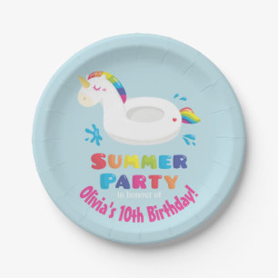 Unicorn Pool Float Sommer Geburtstagsparty Supplie Pappteller