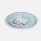 Unicorn Pool Float Sommer Geburtstagsparty Supplie Pappteller (Schrägansicht)