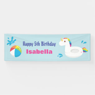 Unicorn-Pool-Floss-Sommer-Geburtstags-Party-Fahne Banner